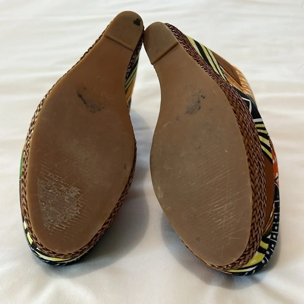 ALDO Multicolor African Ankara Print Canvas Wedges